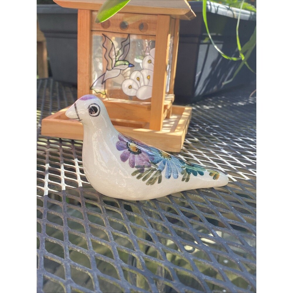 Vintage MCM HandPainted Ceramic Folk Art Dove Figurine Signed Yaracumchi Boho 5”
